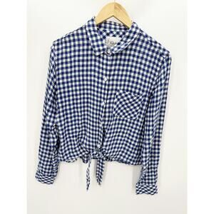 Rails Womens Blue Linen Gingham Button Down Shirt Size M Picnic Summer Spring